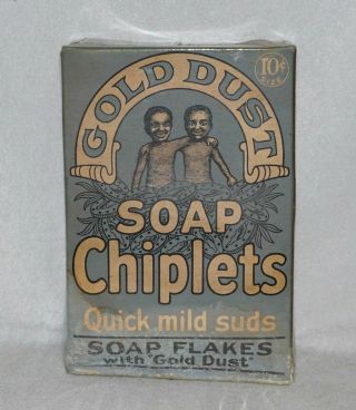 Rare Blue Box Gold Dust Twins Soap Chiplets,  Black Americana Advertising