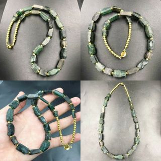 Old Ancient Roman Glass Very Rare Beads And Gold Plated Beads Necklace