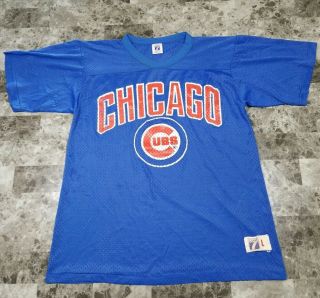 Rare Chicago Cubs Logo 7 Vintage Mlb Jersey Shirt Size Large L Made In Usa