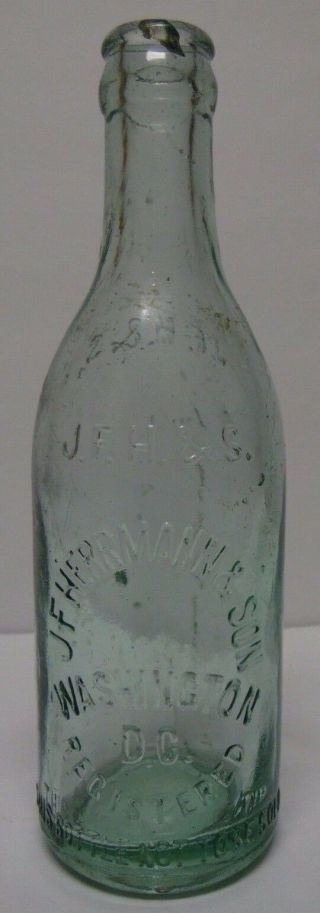 Antique Vtg Jfh S Jf John F.  Herrmann & Son Washington Dc Not For Resale Bottle