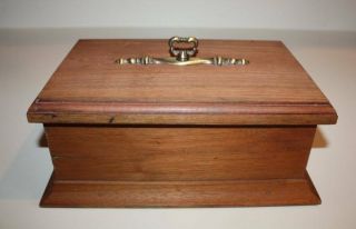 Vintage Wooden Letter Keepsake Box Brass Top Handle