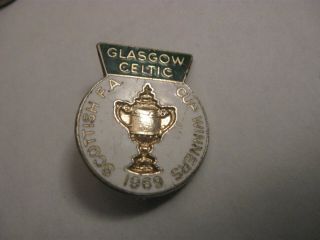 Rare Old 1969 Celtic Football Club Fa Cup Winners Enamel Brooch Pin Badge