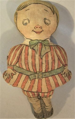 Antique " Dolly Dingle " Cloth Boy Doll - - 10 Inches Tall