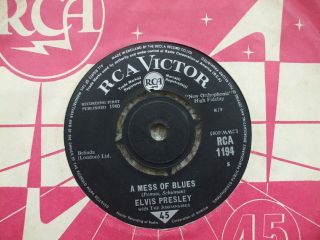 Elvis Presley - Mega Rare - A Mess Of Blues / Girl - Rca 1194 Rare 1964 Reissue