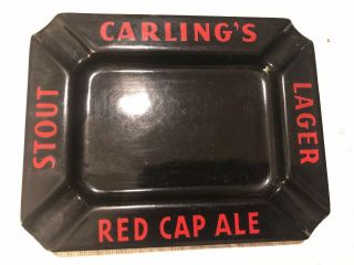 Vintage Rare Porcelain Carlings Red Cap Ale Stout Lager Beer Ashtray