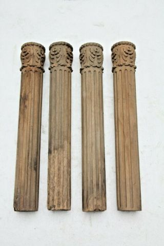 4 X Rare 24 " Hand Carved Gothic French Chateau Style Wood Carvings