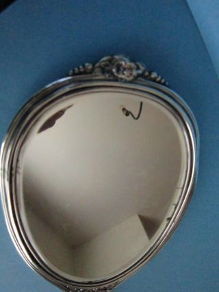 R.  Blackinton & Co.  Sterling Silver.  925 Hand Mirror w Floral Pattern & Monogram 3