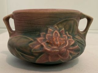 Antique Vintage Roseville Pottery Pink Water Lily Vase Miniature Jardinière 663