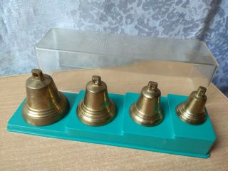 Rare Old Vintage Russian Soviet Union Ussr Set 4 Valdai Bells Bronze