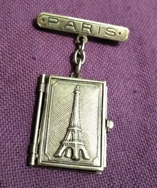 Vintage Antique Paris,  Eiffel Tower Souvenir Pin Book Charm Pendant,  Pictures