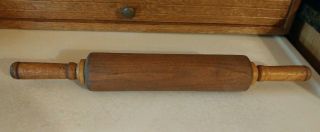 Antique Vintage Primitive Wood Rolling Pin 18 1/2 " Long 2.  5 " Diameter