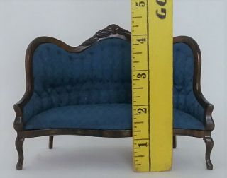 Vintage Victorian Miniature Couch Dollhouse Miniatures Royal Blue 3