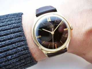 Rare Black German Junghans Max Bill Vintage Wristwatch From 1960 
