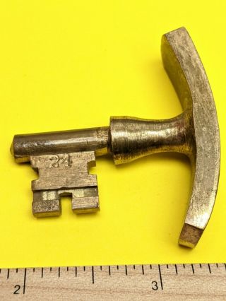 Antique Brass Pocket Door Key 24 Old Rocker Bow Key 3