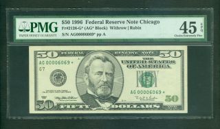 Fr 2126 - B 1996 $50 Rare Chicago Low Serial Star Note Pmg Chxf 45 Epq
