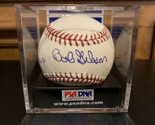 Bob Gibson Rare Psa/dna 10 Signed Stats Ball “67 Ws Mvp,  3 Complete Games” Auto
