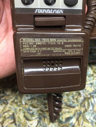 Rare Vintage Soundesign AM/FM Radio Alarm Clock Phone Brown Box 3