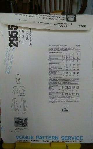 Rare 1970s Vogue Couturier Galitzine 2955 miss 2 pce dress cowl halter sz 12 CUT 2