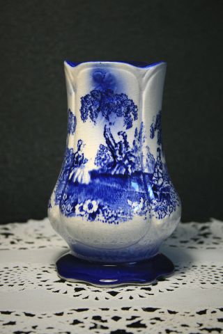 Signed Staffordshire Flow Blue Romantic Pattern Courtship Blue And White Shaker