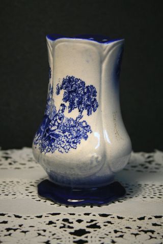 SIGNED Staffordshire Flow Blue Romantic Pattern Courtship Blue and White Shaker 2