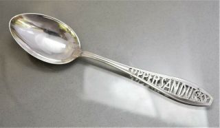 Antique Vtg Upper Sandusky Oh Cut Out Sterling Silver Souvenir Spoon 5 1/2 " Long