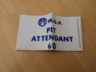 Rare,  Vintage Iom Manx G.  P.  Pit Attendant Armband C1960.