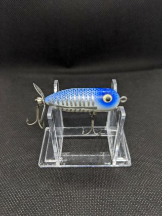 Vintage Heddon Tiny Torpedo Fishing Lure.  Clear Scale Xbl Blue Shore Minnow