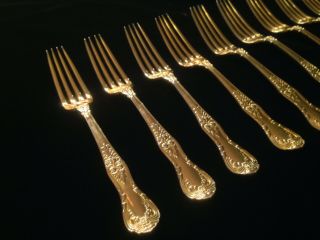 10 pc set 1884 Tiffany and Company REGENT pattern gold plated forks very rare 2