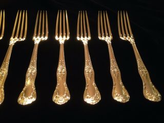10 pc set 1884 Tiffany and Company REGENT pattern gold plated forks very rare 3