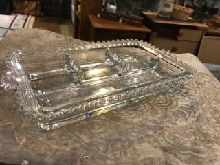 Vintage Antique Imperial Candlewick Glass Rectangular Divided Dish Relish Tray