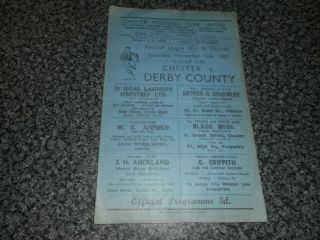Chester V Derby County 1955/6 November 12 Rare Post