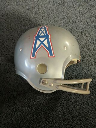 Vintage Football 1970 Houston Oilers Silver Rawlings Full Size Helmet Rare