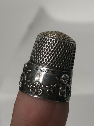Antique Sterling Cupids Thimble By Simons Bros.  Circa 1900s Size 8