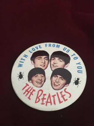 Rare Vintage 1960s The Beatles - With Love From Us To You Large Badge