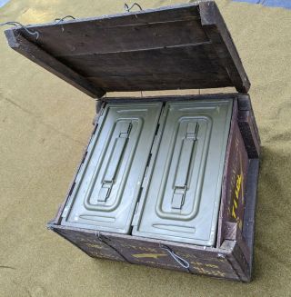 2 Near Ammo Boxes With Rare Matching Wooden Crate