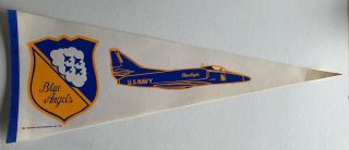 Rare Vintage U.  S.  Navy Blue Angels Felt Pennant 30 "