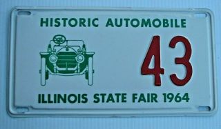 Illinois 1964 Antique Auto License Plate " 43 " Il 64 Illinois State Fair