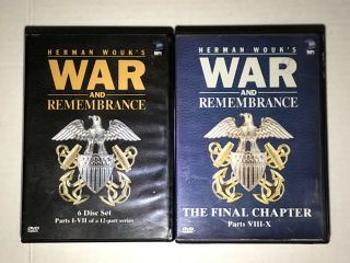 War & Remembrance: Vol 1 &2 Parts 1 - 10 (9 Dvd Set) 2004 - Rare Htf - Vg Discs
