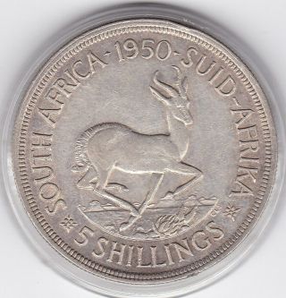 Rare South Africa 1950 Five Shilling - Silver (80) Coin