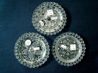 Antique Flint Glass Cup Plate Group Of 3 Lee Rose 124a 150a 151a All Rivet; Lacy
