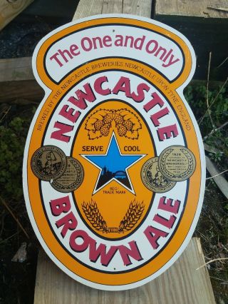 Vintage Newcastle Brown Ale: The One And Only Fiberboard Beer Single Sign Rare