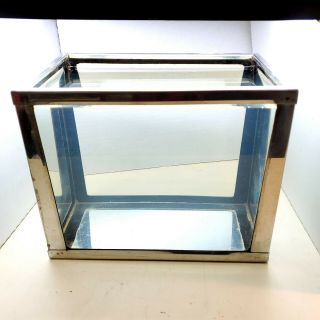 Vintage Stainless Steel Metaframe Aquarium 1 3/4 Gallon Glass Bottom Rare