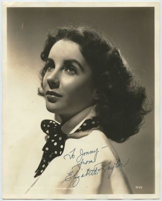 1948 Early 8 " X 10 " Photo Elizabeth Taylor Mgm Headshot Signed Rare