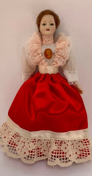 Vintage Artisan Miniature Dollhouse Porcelain Doll Victorian Woman 1:12