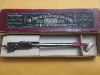 Antique 1924 Chas.  H.  Irwin Auger Bit No.  21,  With Box Rare