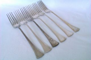Rare & Heavy Set Of 6 Solid Silver Hungarian Dinner Forks Circa 1920 352 Grams