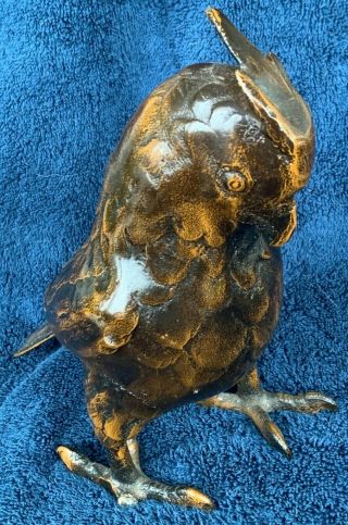 Japanese Bronze Parrot Meiji Period,  ‘japan’,  Missing 1 Toe,  3.  6 Lbs,  Bronze