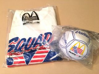 Rare: Vintage 1994 Usa World Cup T - Shirt & Soccer Ball Squad Mcdonald Tee Large