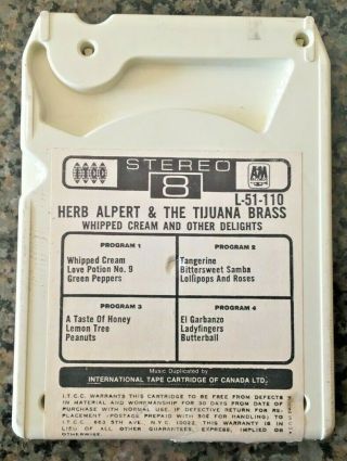 Herb Alpert & Tijuana Brass - Whipped Cream And Other Delights RARE 8 - TRACK TAPE 2