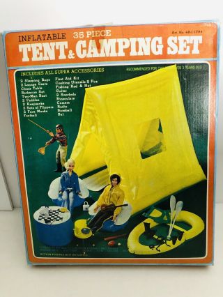 Rare Vtg Montgomery Ward Doll Inflatable Tent & Camping Set With Box
